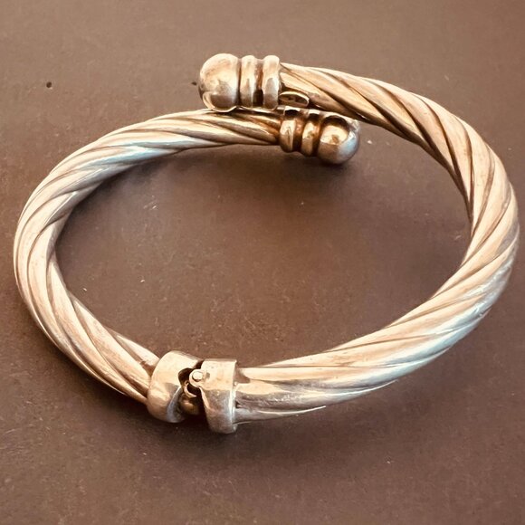 VTG Unisex 925 Silver Twisted Rope Hinged Bangle Bracelet Jewelry Italy Signed - Picture 3 of 7